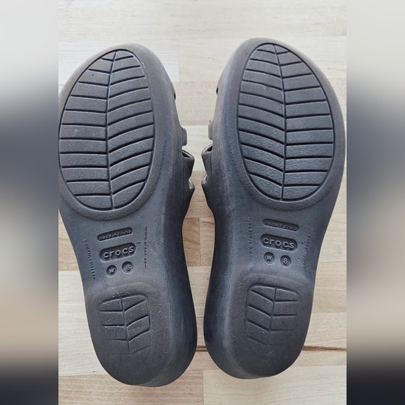 Crocs Rhonda Strappy Wedge Strappy Slide Sandal Womens Size 8 Brown - Picture 9 of 11